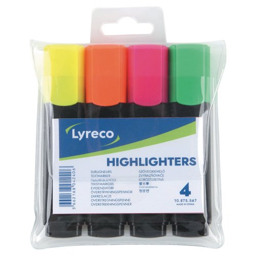 Korostuskynä Lyreco värilajitelma 1 kpl=4 kynää 4kpl, hinta 7,58€