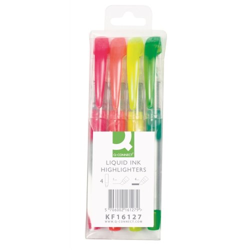 Korostuskynä Q-CONNECT Liquid 1-4 mm 4 väriä, hinta 2,31€