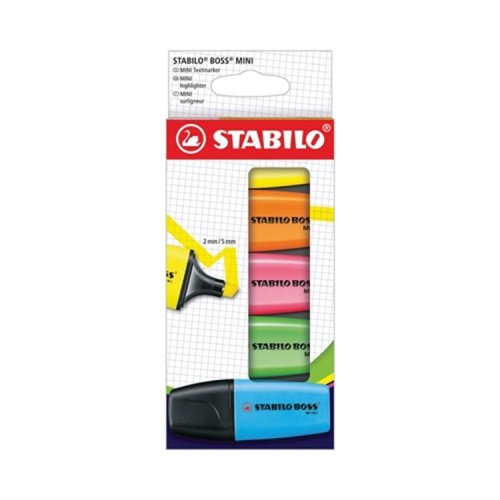 Korostuskynä STABILO BOSS MINI kirkkaat värilajitelma 5 kpl, hinta 15,95€
