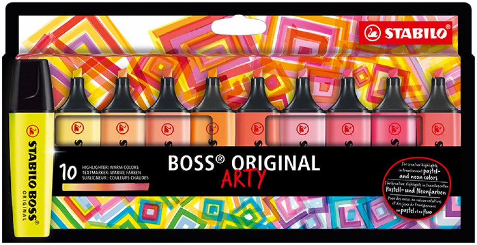 Korostuskynä Stabilo Boss Original Arty lämpimät värit 10kpl, hinta 10,86€