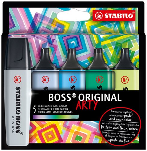 Korostuskynä Stabilo Boss Original Arty viileät värit 5 kpl, hinta 5,43€