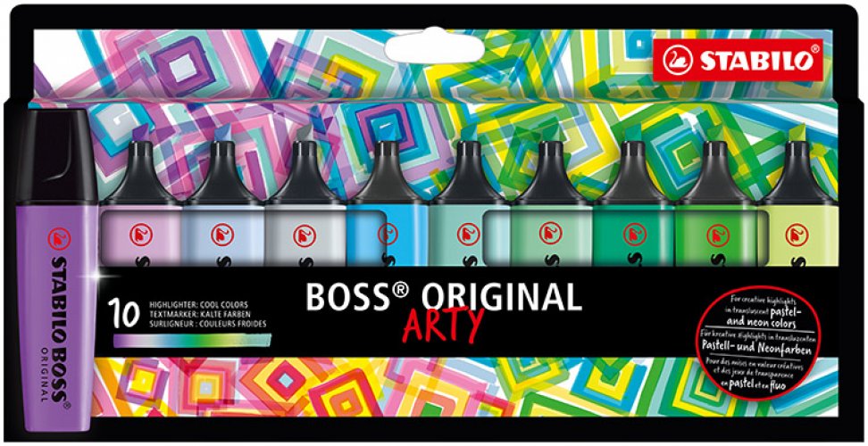 Korostuskynä Stabilo Boss Original Arty viileät värit 10 kpl, hinta 10,86€