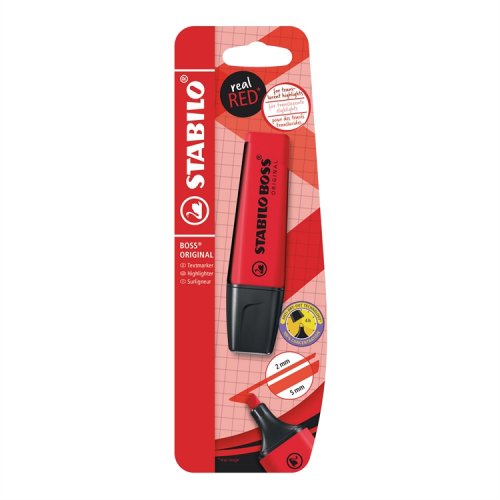 Korostuskynä STABILO BOSS REALRED punainen blisteri, hinta 3,71€