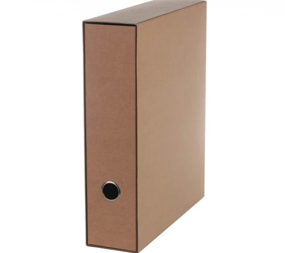 Arkistomappi + kotelo A4 7 cm (8cm) ruskea, hinta 6,80€