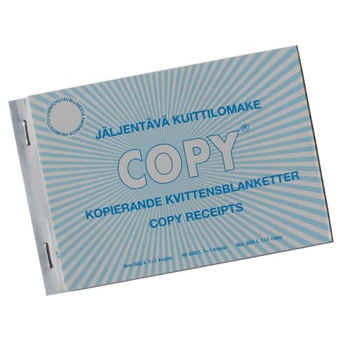 Kuittilomake Plastipap 600L A6/50+50, hinta 3,75€