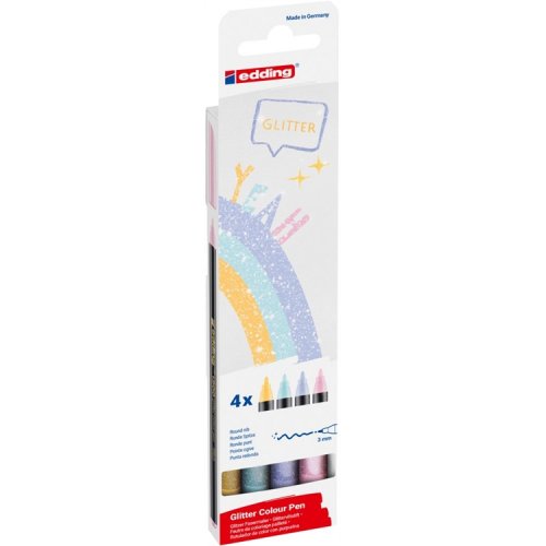 Kuitukärkikynä edding 1200 glitter pastellivärit 4 kpl, hinta 8,51€