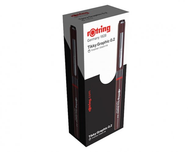 Kuitukärkikynä Rotring Tikky Graphic 0,2 mm musta, hinta 3,94€