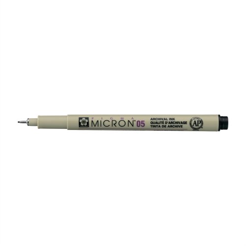 Kuitukärkikynä Sakura Micron 05 musta arkistokelpoinen, hinta 2,74€