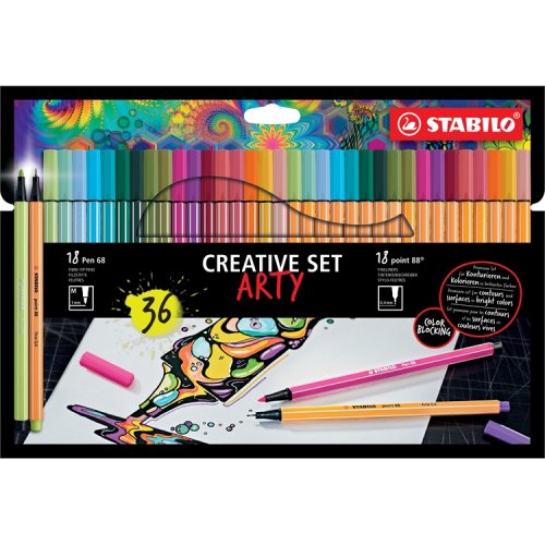 Kuitukärkikynä STABILO Creative Set Pen 68 + Point 88 /36, hinta 24,90€