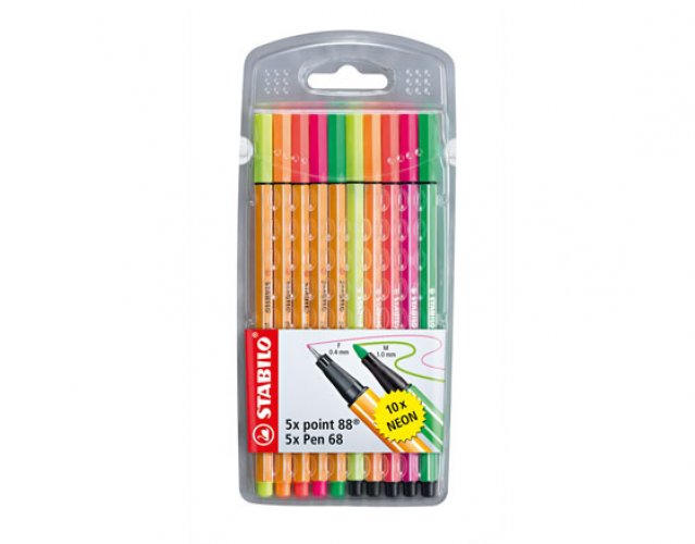 Kuitukärkikynä Stabilo Neon Pen 68 + Point 88, hinta 7€
