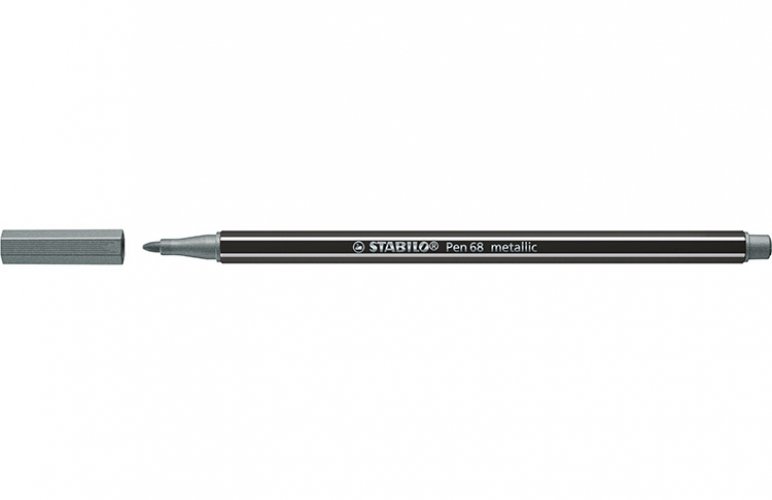 Kuitukärkikynä STABILO Pen 68/805 Metallic hopea, hinta 1,40€