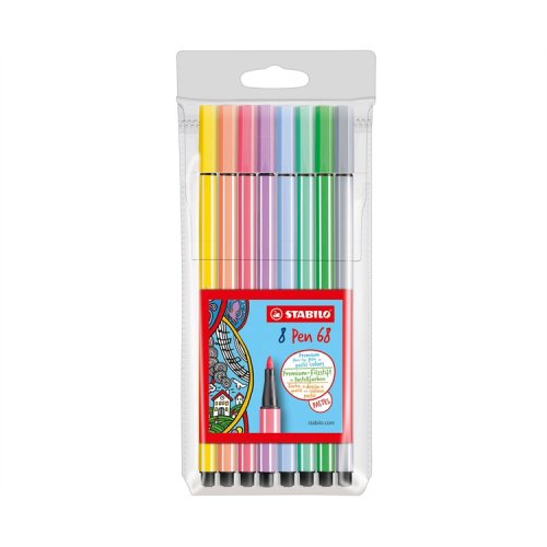 Kuitukärkikynä STABILO Pen 68 Pastel värilajitelma /8, hinta 6,12€