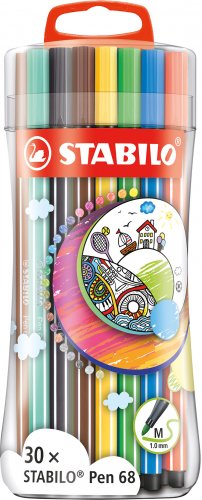 Kuitukärkikynä Stabilo Pen 68 värilajitelma 30 kpl, hinta 31,84€