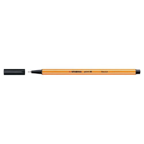 Kuitukärkikynä Stabilo point 88 0,4mm musta, hinta 1,94€