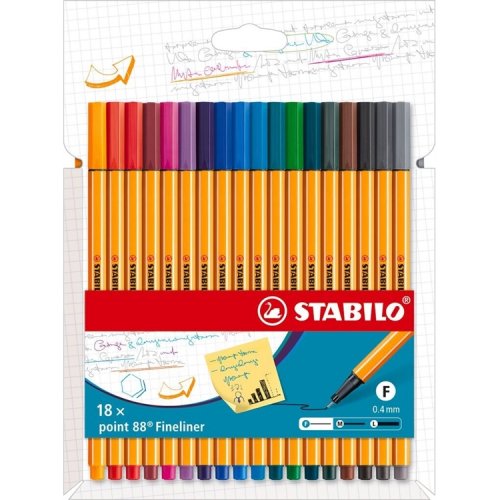 Kuitukärkikynä STABILO point 88 18 kpl, hinta 45,75€