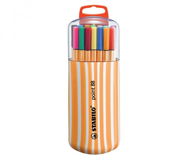 Kuitukärkikynä Stabilo Point 88 värilajitelma 20 + kotelo, hinta 11,17€