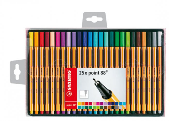 Kuitukärkikynä Stabilo Point 88 värilajitelma 25 kpl, hinta 13,41€