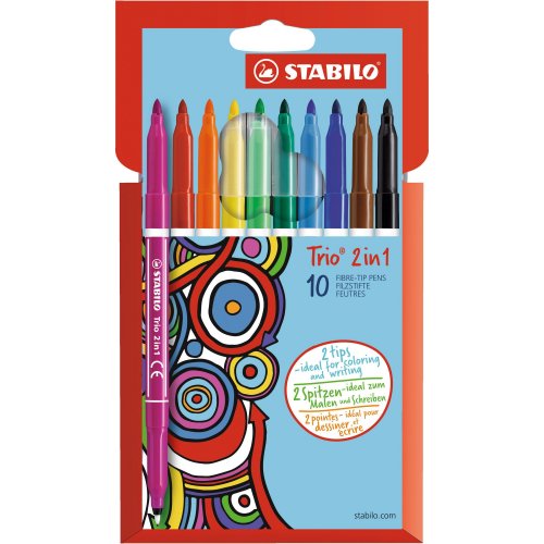 Kuitukärkikynä Stabilo trio 2in1 0,5-2mm 10kpl, hinta 10,70€