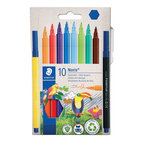 Kuitukärkikynä Staedtler noris club 1mm värilajitelma 10kpl, hinta 7,37€
