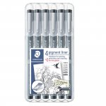 Kuitukärkikynä Staedtler pigment liner 308 musta 6kpl