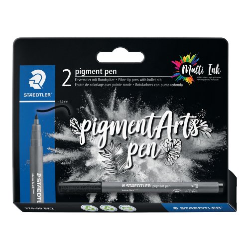Kuitukärkikynä Staedtler pigment musta, pysyvämusteinen 2kpl, hinta 6,54€