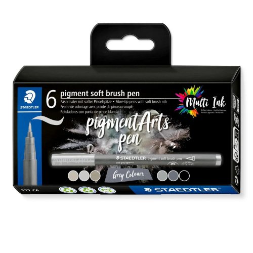 Kuitukärkikynä Staedtler pigmentarts harmaat sävyt 6kpl, hinta 18,70€