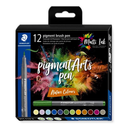 Kuitukärkikynä Staedtler pigmentarts murretutvärit 12kpl, hinta 36,40€