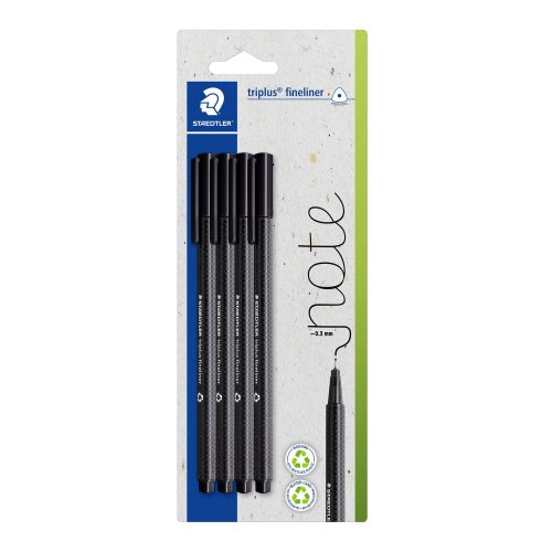Kuitukärkikynä Staedtler triplus 334 0,3mm blisteri musta 4kpl, hinta 7,03€