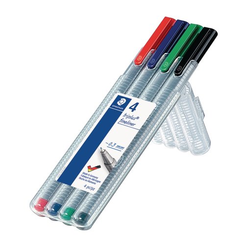 Kuitukärkikynä Staedtler triplus 334 0,3mm värilajitelma 4kpl, hinta 7,41€