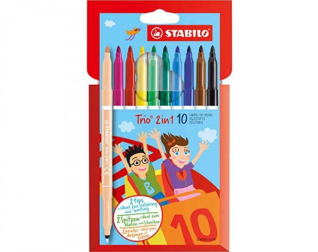 Kuitukärkikynä kaksipäinen STABILO 2 in 1 värilajitelma /10, hinta 7,43€