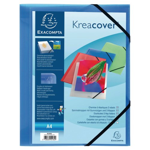 Kulmalukkokansio A4 Exacompta kreacover läpinäkyvä sininen, hinta 1,76€