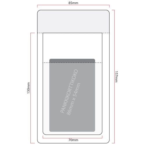 Kynätaskusuoja id-kortille 85x157mm valkoinen pystymalli, hinta 2,51€