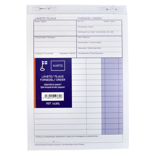 Lähete/Tilauslomake A5 jäljent 50 lehteä, hinta 4,03€