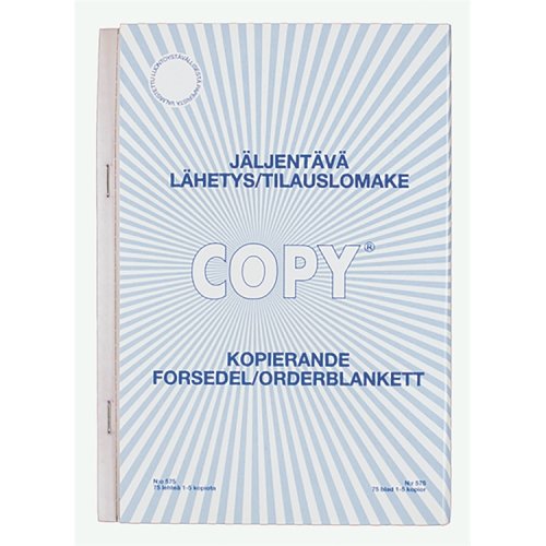 Lähetys/tilauslomake Plastipap 575 A5/75, hinta 7,21€