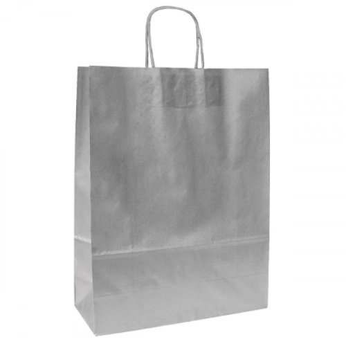 Paperikassi 22 x 10 x 29cm nyöreillä hopea, hinta 0,86€