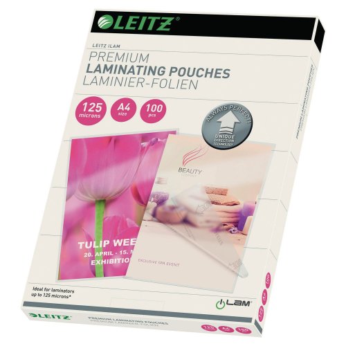 Laminointitasku Leitz a4 125mic lasinkirkas 100kpl, hinta 37,40€