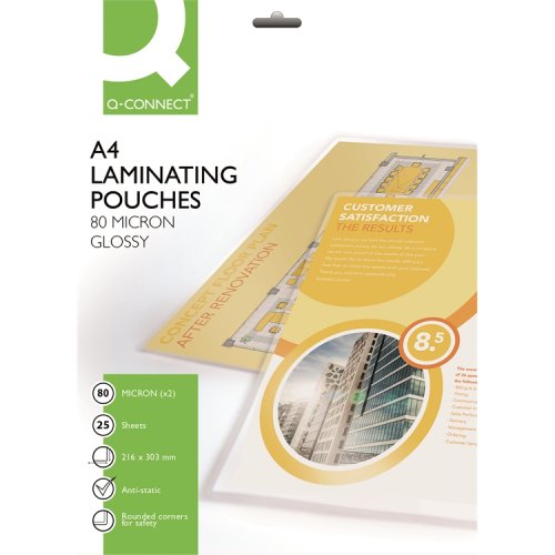 Laminointitasku Q-CONNECT A4 80 mic /25, hinta 2,94€