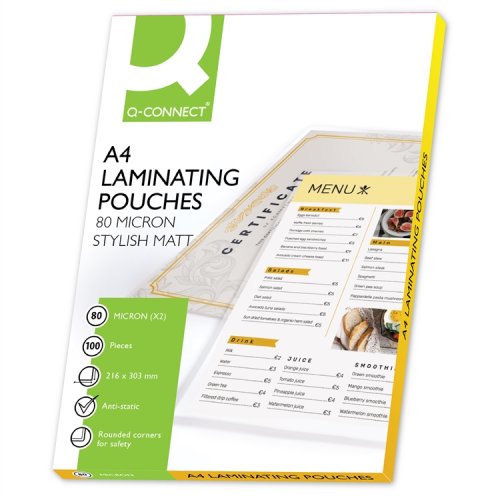 Laminointitasku Q-CONNECT A4 80 mic matta /100, hinta 15,66€