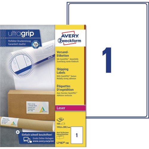 Lasertarra Avery l7167 199,6 x 289,1mm 1-osainen 100kpl, hinta 52,49€