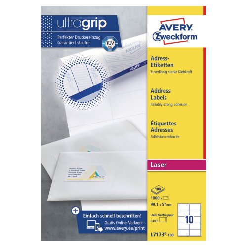Lasertarra Avery l7173 99,1 x 57mm 10-osainen, hinta 50,25€