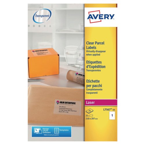 Lasertarra Avery l7567 a4 210 x 297mm, 1-osainen kirkas 25kpl, hinta 37,77€