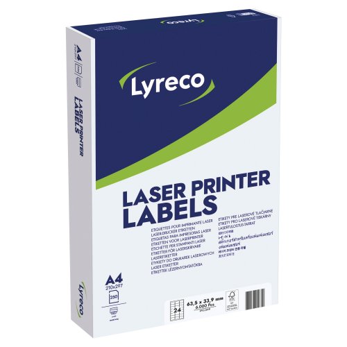 Lasertarra Lyreco 63.5 x 33.9 mm 24-osainen, hinta 55,27€