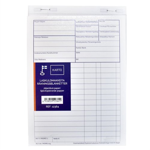 Laskulomake A5 jäljentävä viiv 50 lehteä, hinta 3,05€
