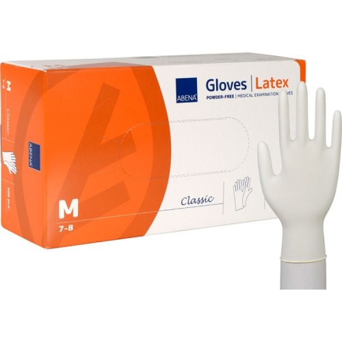 Lateksikäsine Abena Classic M karhennetut sormenpäät, hinta 18,31€