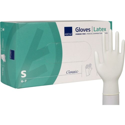 Lateksikäsine Abena Classic S karhennetut sormenpäät, hinta 18,31€