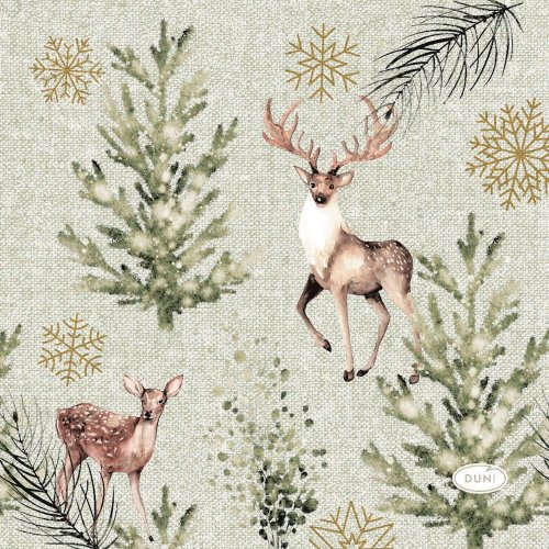 Lautasliina Duni 24 x 24cm elegant deer 20kpl, hinta 4,29€