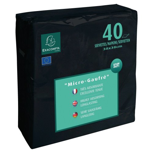 Lautasliina Exacompta 38x38 musta 40kpl, hinta 3,33€