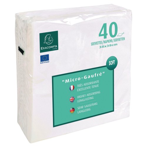 Lautasliina Exacompta 38x38 valkoinen 40kpl, hinta 3,01€