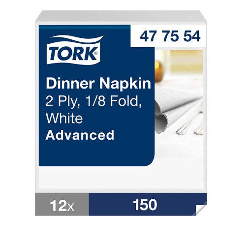 Lautasliina Tork Dinner valkoinen 477554 12 x 150 kpl, hinta 157,62€