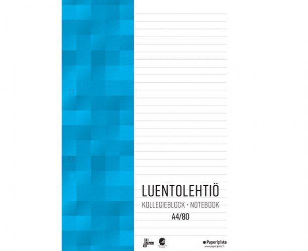 Luentolehtiö Paperipiste A4/80 viivoitettu, hinta 2,98€